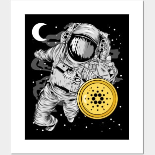 Astronaut Reaching Cardano Crypto ADA Coin To The Moon Token Cryptocurrency Wallet Cardano HODL Birthday Gift For Men Women Kids Posters and Art